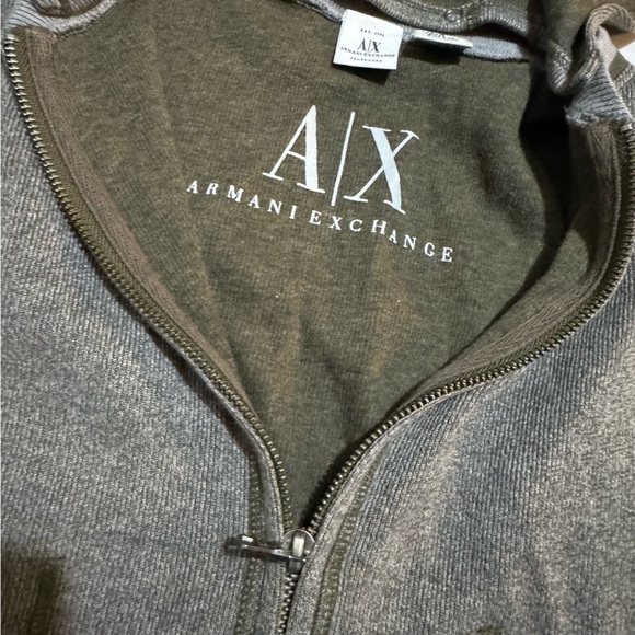 Armani Exchange Y2K Olive Green Ribbed Hooded Full Zip Jacket Women’s Size Small - Picture 3 of 4